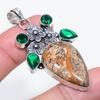 Pendente Gioiello in Argento Sterling 925 con Diaspro Paesaggio Naturale, Diopside 2,29" u4W31