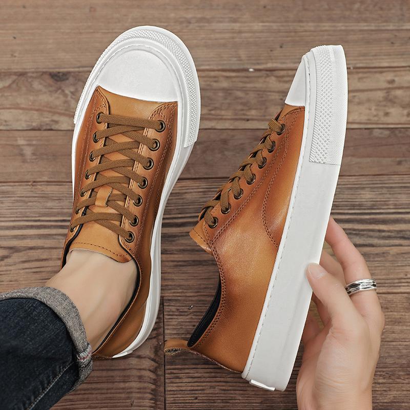 Genuine Leather Men Casual Shoes Lace Up Oxfords Luxury Brand Men's Sneakers Trendy Man Vulcanize Shoes Male Skateboard Footwear