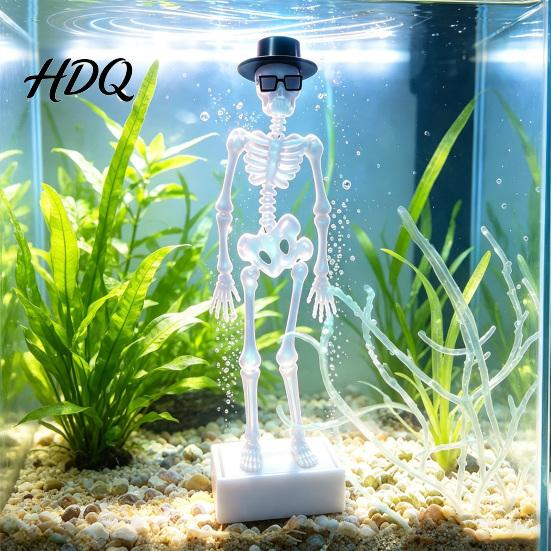 Desktop Fish Tank Decorations Dancing Skeleton Aquarium Bubbler with Adjustable Air Flow Underwater 3D Printed Unique for Powered Moving Skull