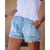 2026 New Elastic Waist Drawstring Casual High-Waisted Slimming Women's Denim Shorts