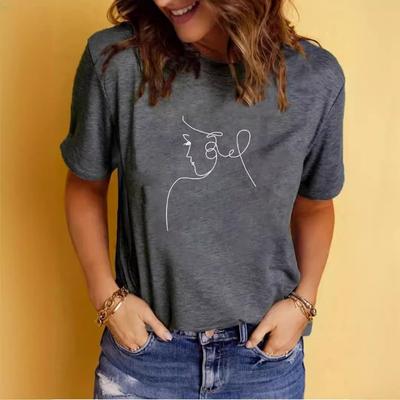 Sommer Damenbekleidung Charaktermuster Aufdruck Rundhals Kurzarm T-Shirt Lässiges und Modisches T-Shirt