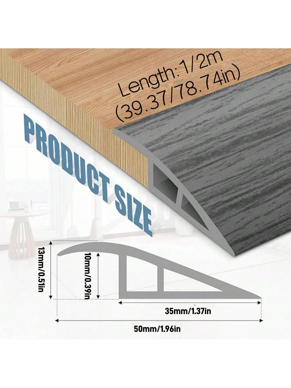 

1pc 1/2m Durable Carpet to Tile Floor Transition Strip Wear-resistant Self Adhesive Edging Trim Cuttable PVC Flat Button Strip 1m