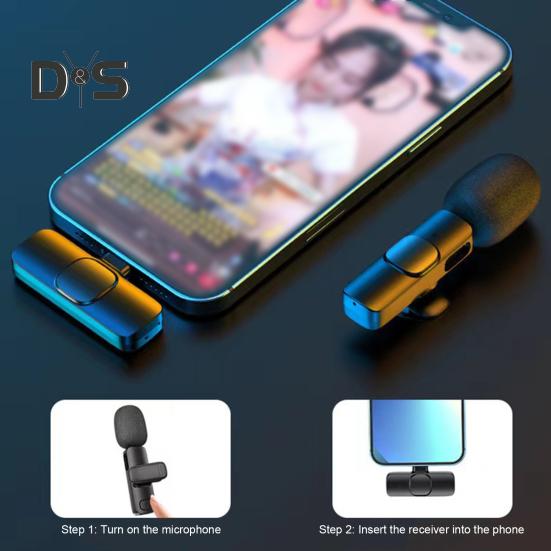Mini Wireless Clip-on Microphone Stable Signal Noise Reduction Video Recording Rechargeable Easy Setup Lavalier Microphone