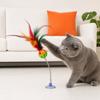 Lustiger Katzenangel mit Saugnapf, Federstange Interaktives Katzenfeder-Spielzeug mit Glöckchen, Buntes Feder-Teaser-Spielzeug für Wohnungskatzen und Kätzchen