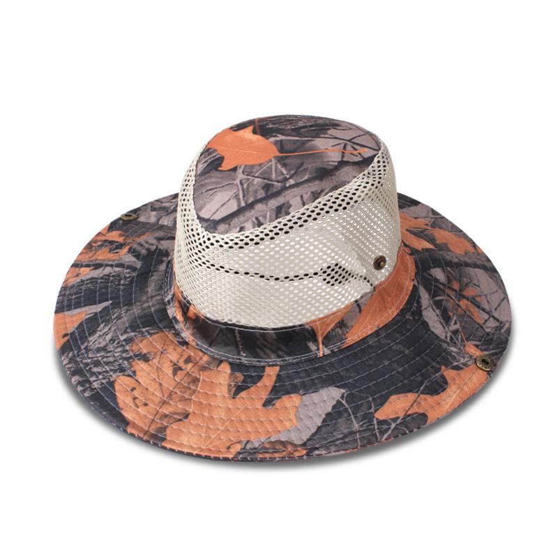 Updated Tactical Camouflage Male Bucket Hat Breathable Mesh 9cm Brim Sun Hat Male Foldable Outdoor Jungle Hunt Camping Angling  Practical Use
