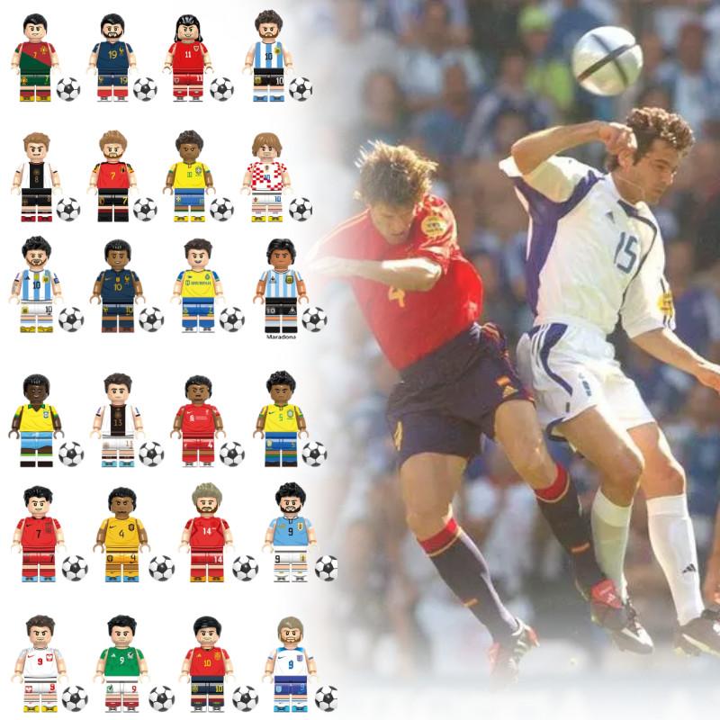 Colorful Football Star Wooden Minifigure Building Blocks Set For Kids With 50-100 Pieces