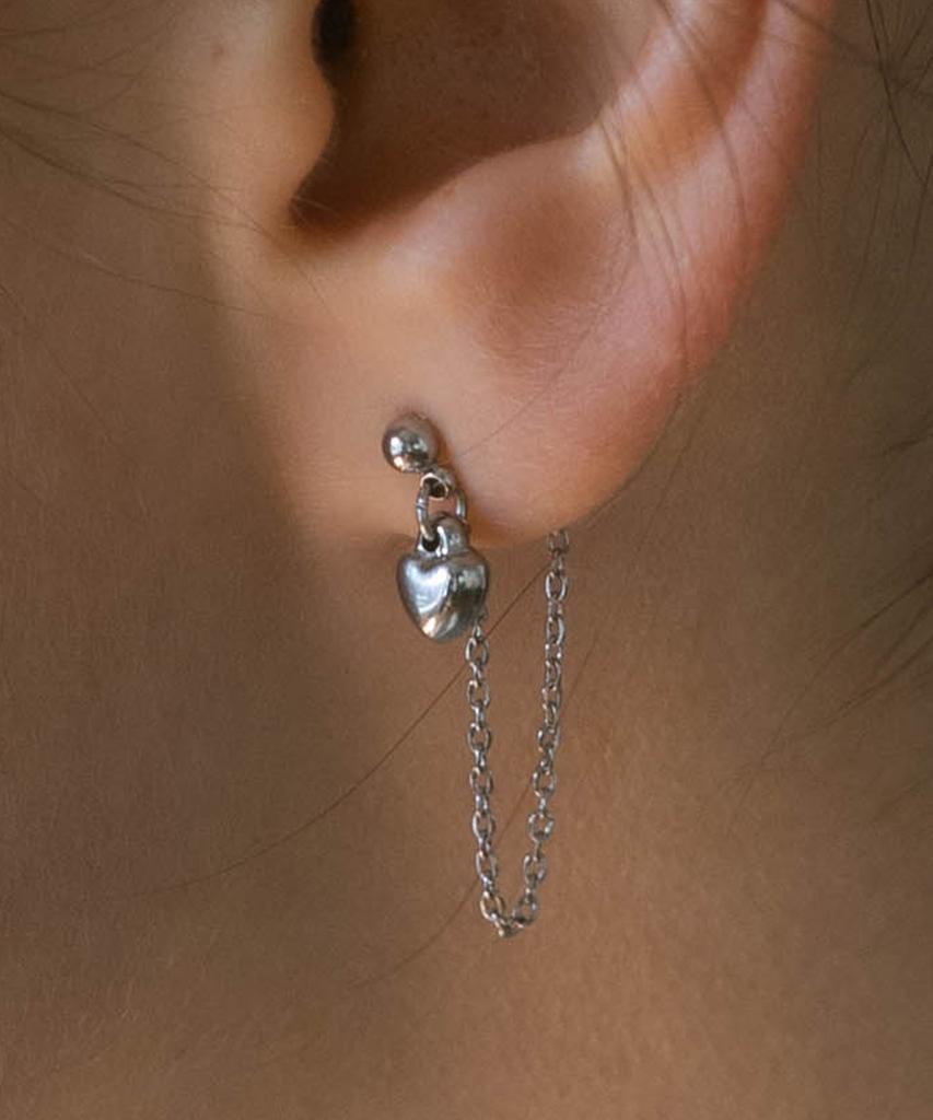 Pearly More Mini Heart Chain Drop Earrings_Pm26E002Ss
