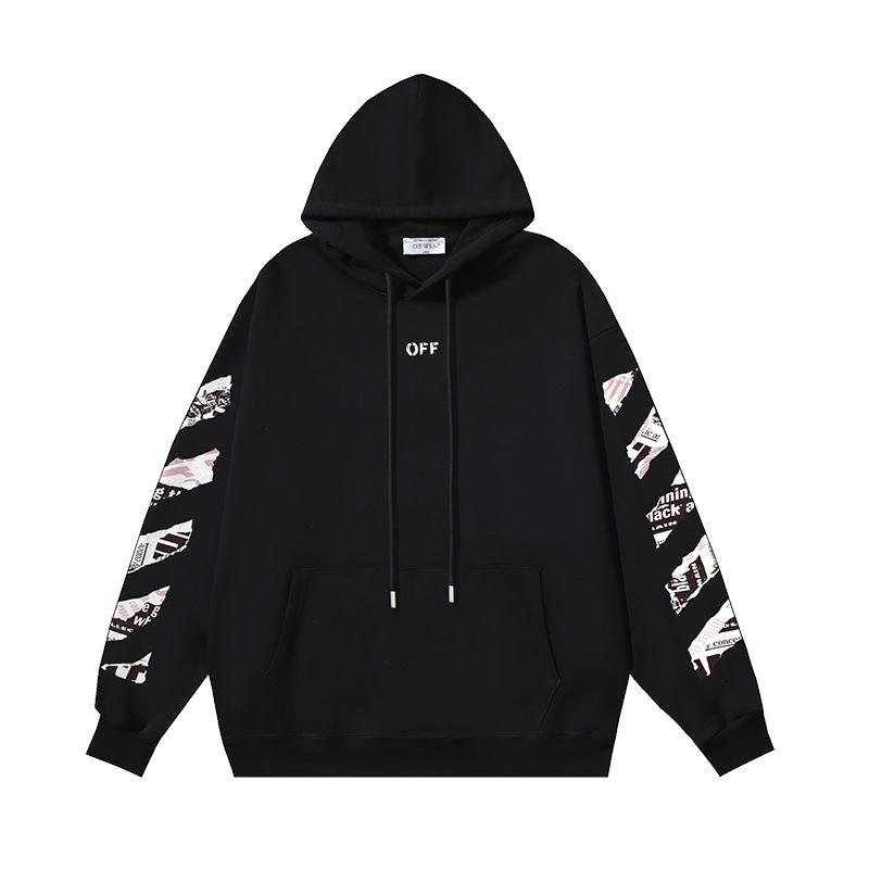 Off-White 2025 Autumn/Winter New Newspaper Arrow Pattern Printed Men's Hoodie