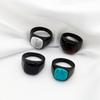 Accessories French Fashion Light Luxury Simple Multi-Color Gemstone Titanium Steel Ring Personalized Niche 18K Gold Jewelry