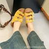Belt buckle Borken slippers women's wear 2025 summer Korean version of the new flat bottom one-word drag casual beach cool slippers