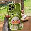 Phone Case: 2D Flat Design Suitable for iPhone 18 17 16 15 14 13 Pro Protective Case, Frog Outfit with Little Duck, Perfect Christmas and Halloween Ho