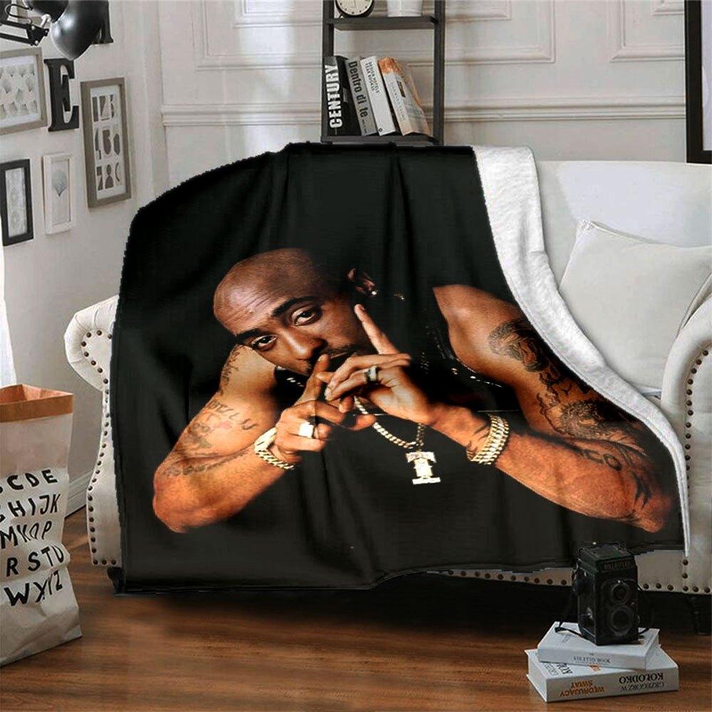 

1pc 2PacHip-Hop Blanket Soft Lightweight All-Season Multi-Purpose Throw for Sofa, Bed, Office & Picnics, French Style with Iconic Album Art D39 80cmx120cm(31inx47in)