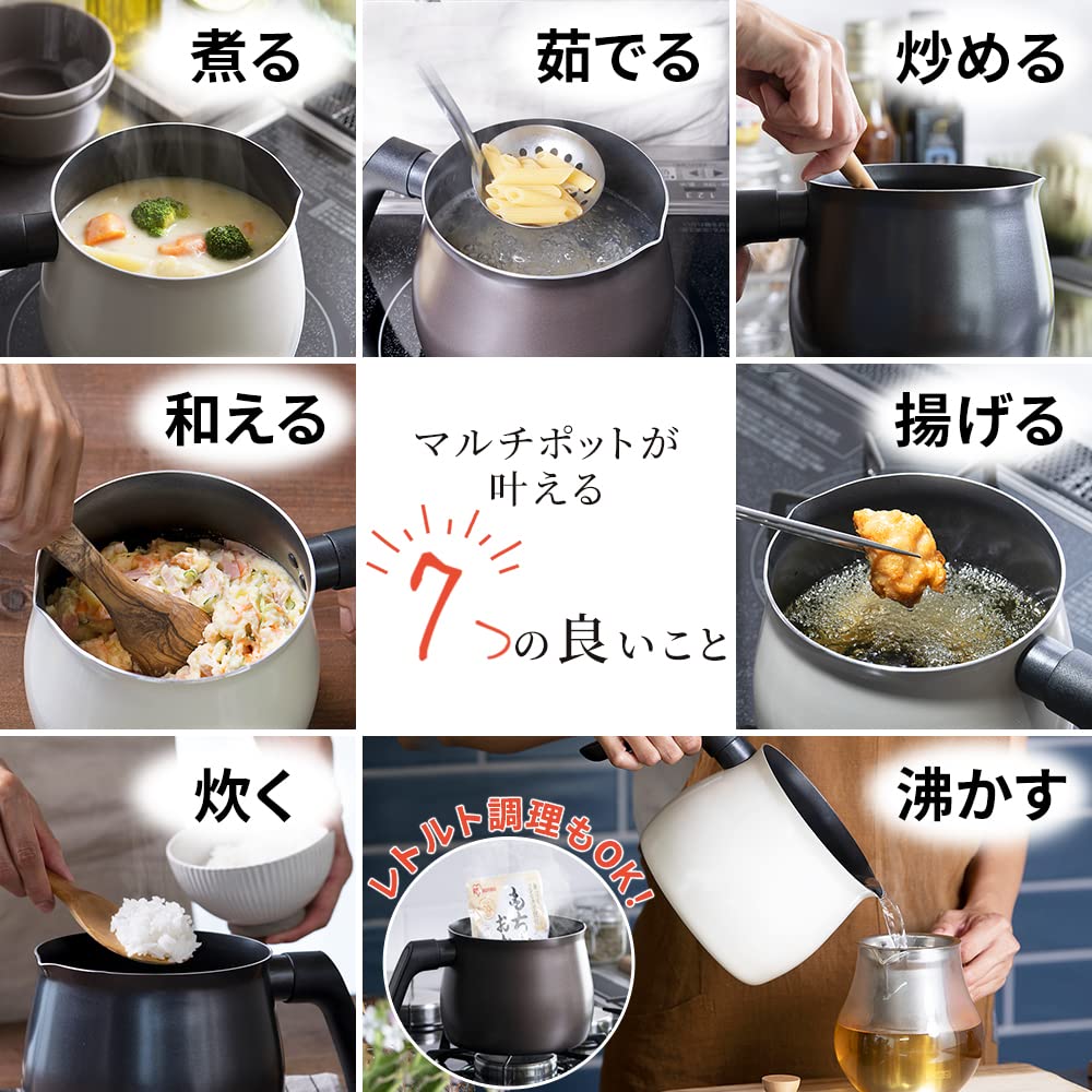 Iris Ohyama Approximately Induction Can Be Used as a Milk or Diamond with Glass Lid Multi-Pet, 7-in-1, 2.2L Capacity, Compatible, Pan, Saucepan,