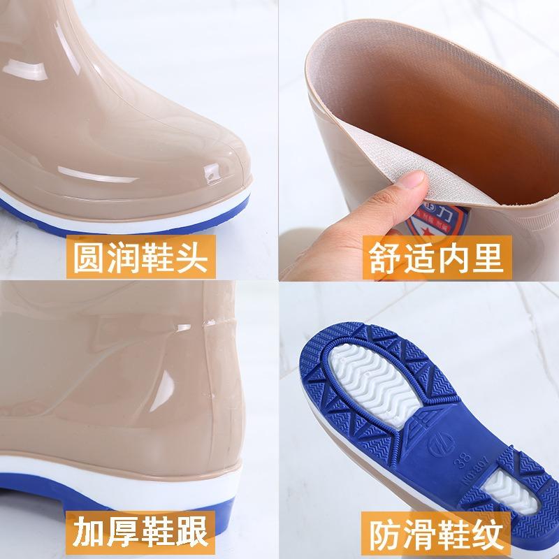 Tall tube fashion rain shoes female adult kitchen water boots summer long tube rain boots non-slip water shoes wear-resistant