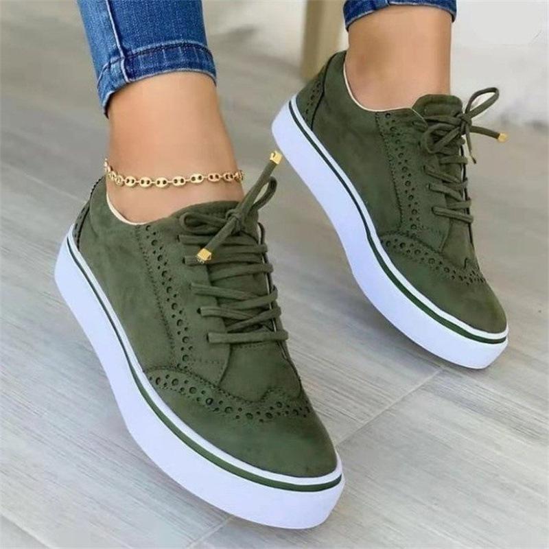 New Large-sized Single-shoe Women's Casual Round-toed Flat Lace-up Board Shoes