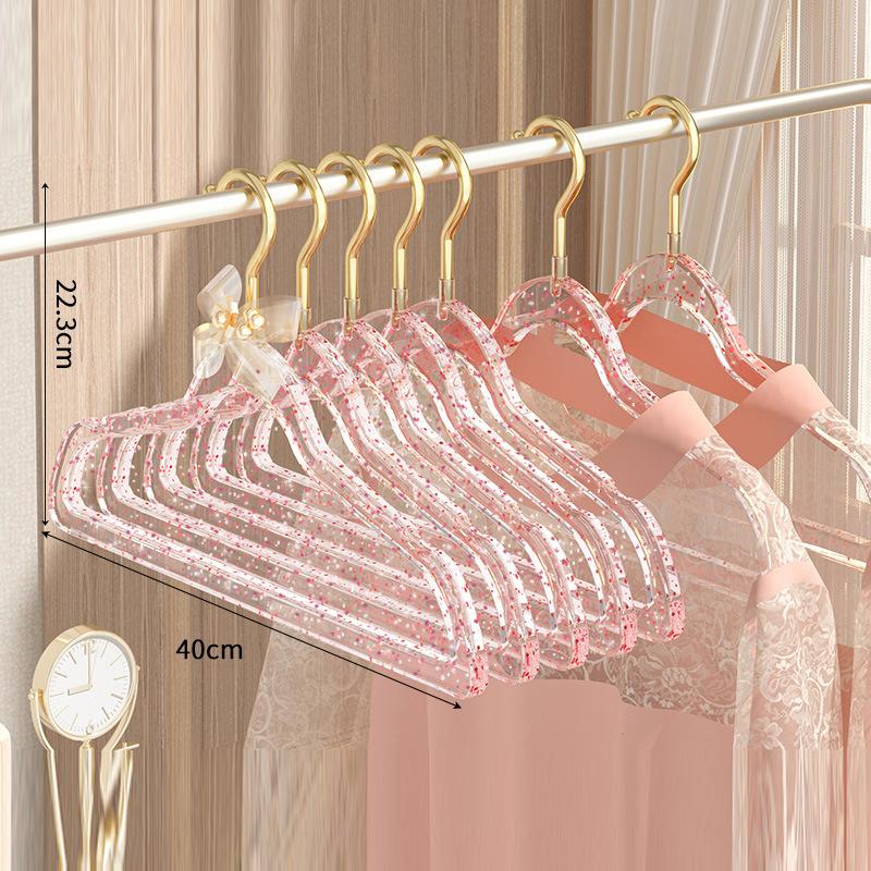 Clothes Rack Women'S Traceless Household Transparent Plastic Clothing Store Gold Powder Drying Rack