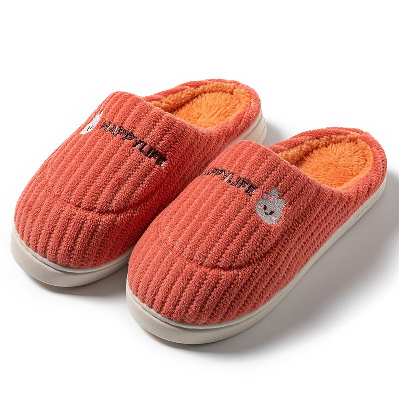Simple wool slippers autumn and winter indoor home dormitory warm velvet soft bottom couple cotton slippers