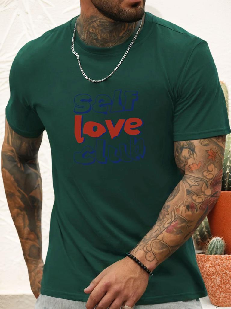 Short Sleeve TShirt Self love club Mens 100 Cotton Pattern Printed Shirt Summer Round Neck Breathable Casual Fashion Cool Tee
