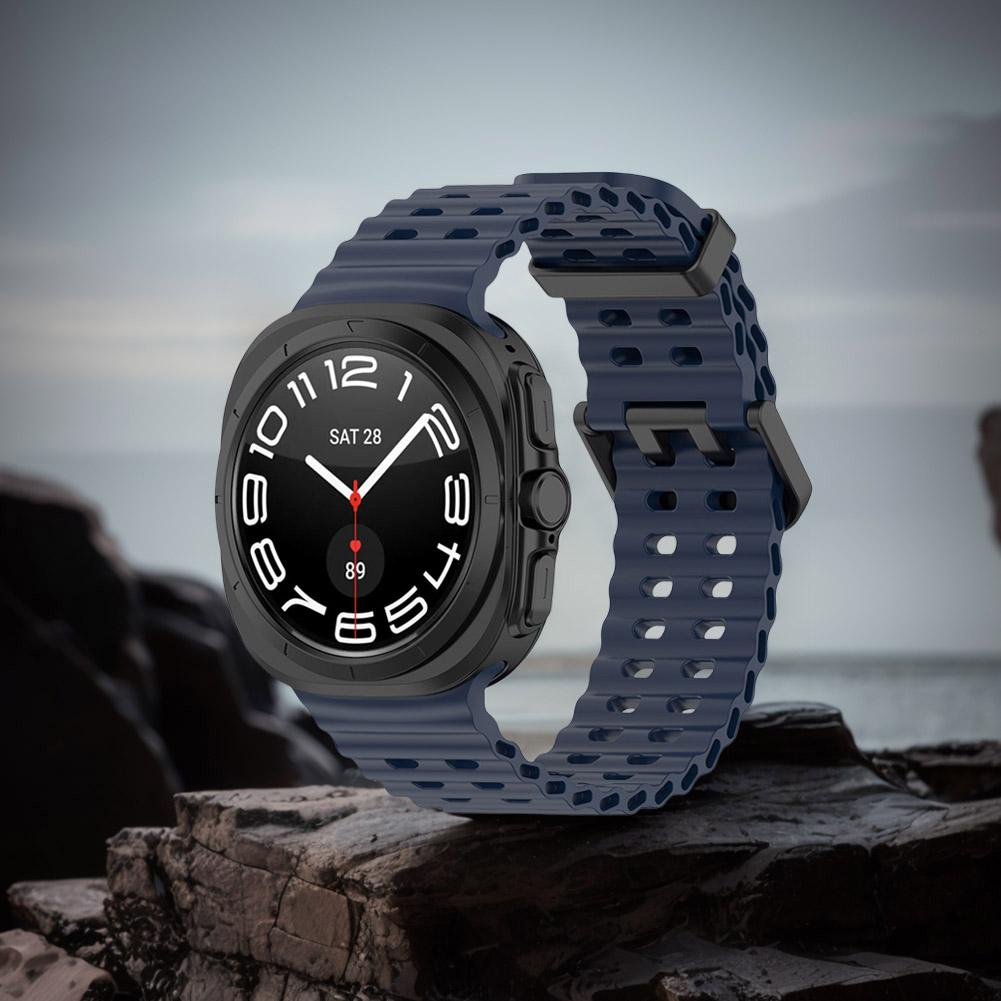 Ocean Sport Silicone Band NO Gaps Curved End Band Sweatproof Watch Strap Sports Wrist Band for Samsung Galaxy Watch 7 Ultra 47mm