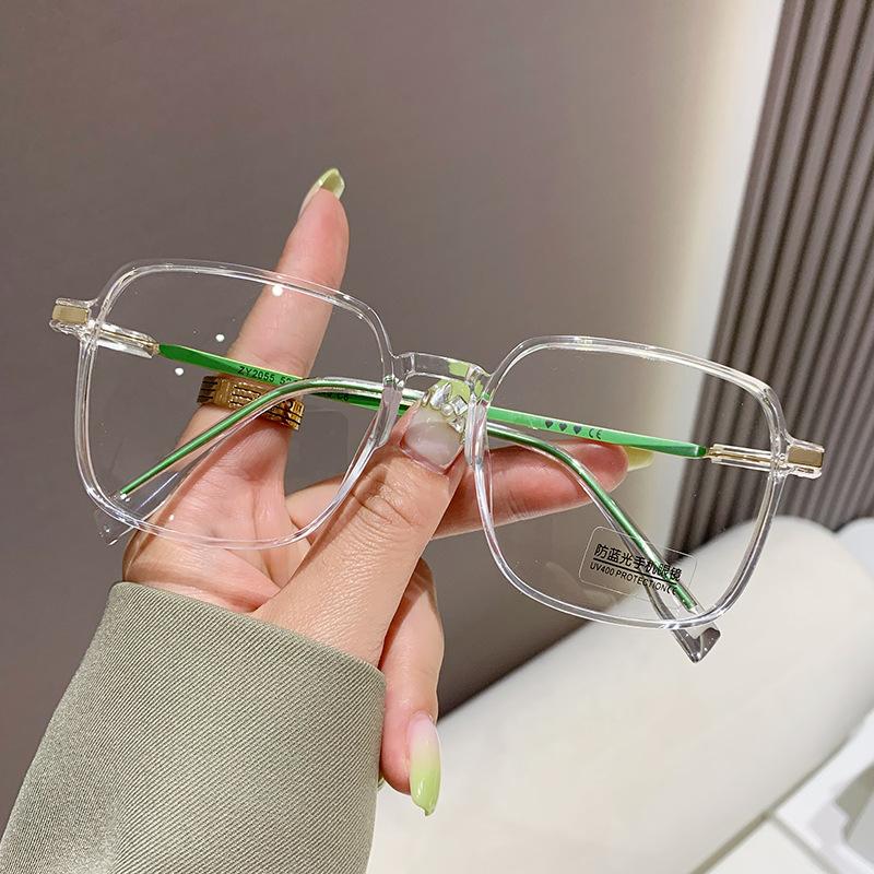 Myopia Glasses Women'S Finished Campus Style Student Box Large Frame Anti-Blue Light Lady Metal Frame Myopia Glasses