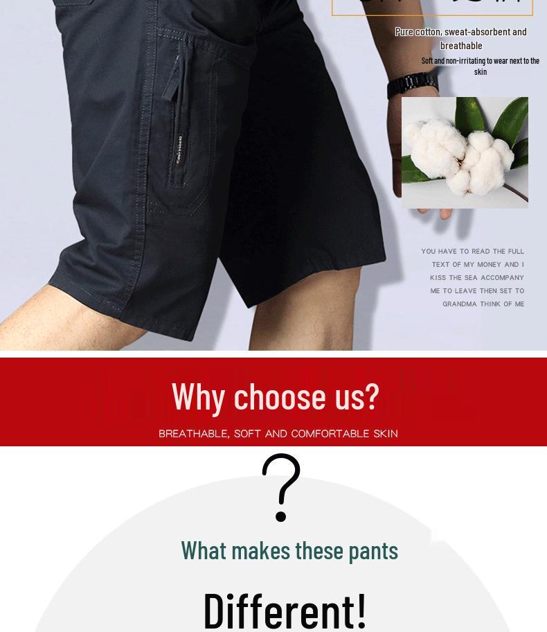 Men's Loose Cotton Cargo Shorts - Casual Mid-Length Five-Point Summer Wear