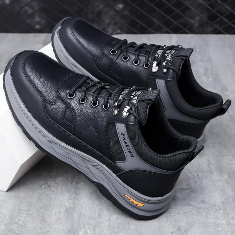 Fashion Autumn Winter Cowhide Platform Sneakers for Men Fashion Soft-soled Increase Men's Shoes New Designer Sports Hiking Shoes Male