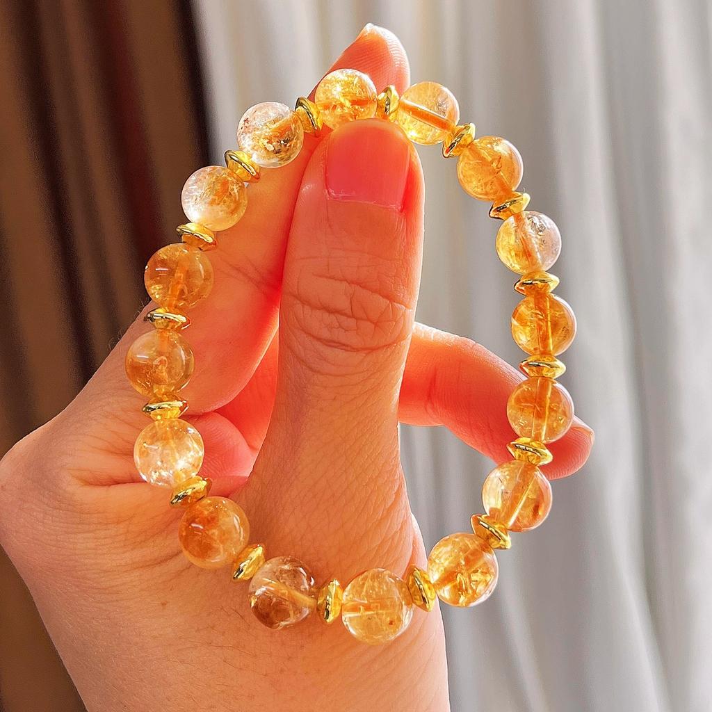 8Mm Autumn And Winter Retro Maillard High Quality Natural Citrine Bracelet Bracelet For Women