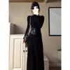 Korean socialite daughter dress autumn and winter new black waist slim skirt