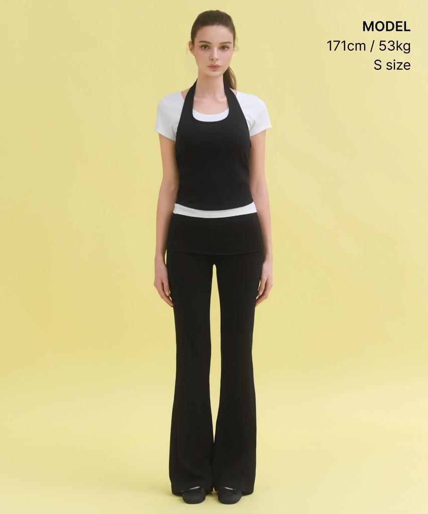 MUSINSA STANDARD WOMAN Women'S Turn Down Flare Jersey Pants [Black]
