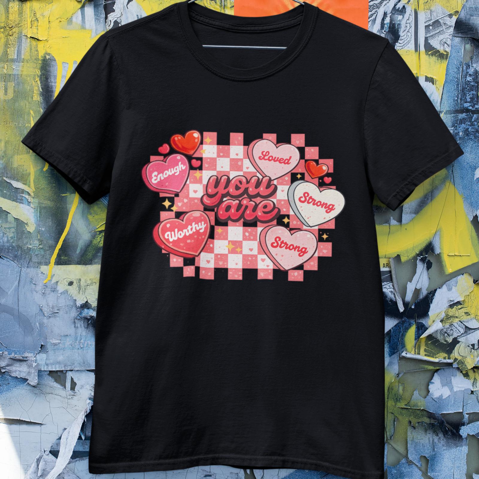 You Are Enough Loved Strong Shirt Positive Affirmation Heart Tee L