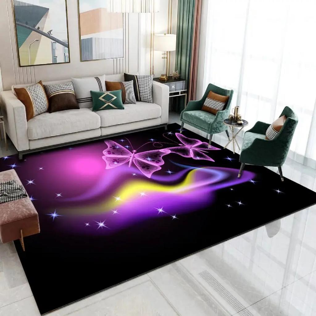 3D Print Dream Butterfly Carpet Children Bedroom Decor Floor Mat Soft Anti-slip Living Room Carpets Home Decoration Area Rug