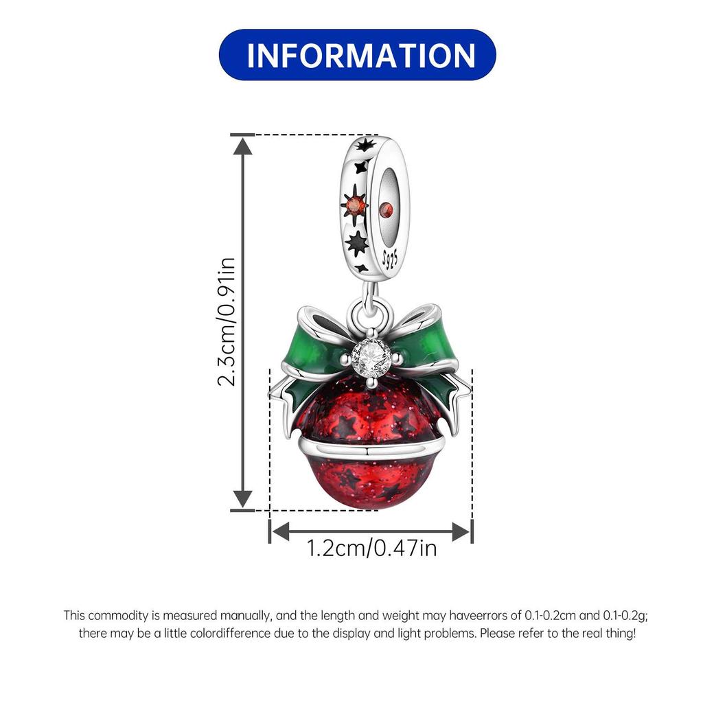 Kupfer Weihnachtsfeier Roter Weihnachtsglocken Anhänger Perlen Passend für Charm Armband Anhänger Frauen DIY Feiner Schmuck Party Geschenk