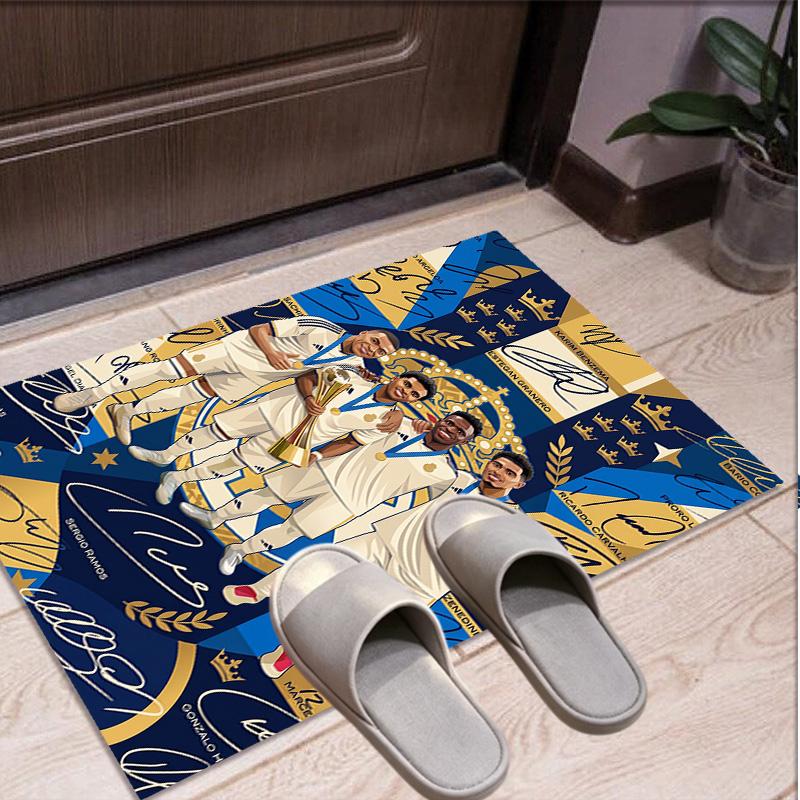 Real Madrid Football Pattern Rug, Indoor/Outdoor Mat, for Picnic, Gameroom, Bedroom, Office, Living Room, Home Decor Carpet, Birthday Gift
