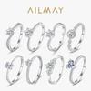 Ailmay Exklusiva Mode 925 Silver Glittrande Zirkonringar För Kvinnor Klassiska Bröllops Statement Smycken