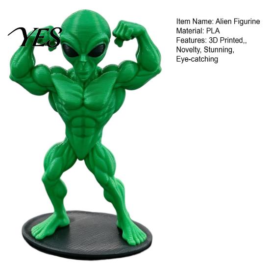 Stable Base Figurine Novelty Alien Statue, 3D Printed Muscular for Unique Sculpture Home, Office, Game Room, Desktop, Shelf, Coffee Table Decor