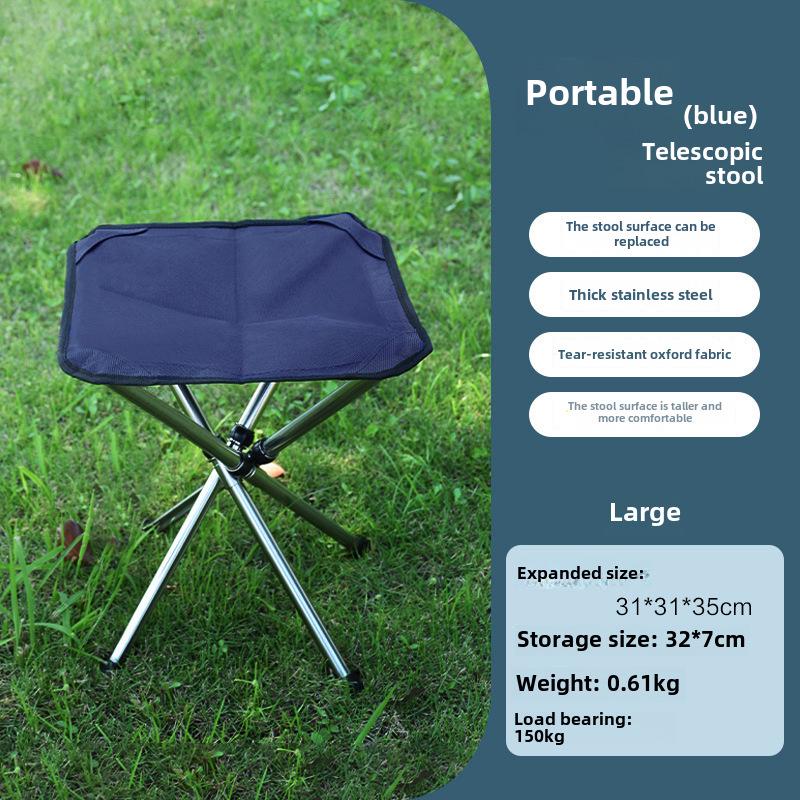 Portable Outdoor Telescopic Folding Camping Chair - Stainless Steel Fishing Stool