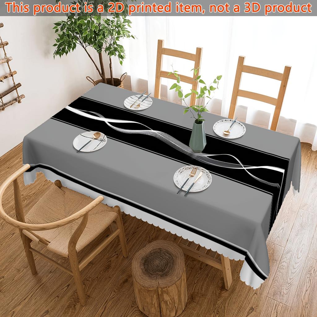 1 pz tovaglia rettangolare decorativa moderna a righe geometriche bianche, nere e grigie per palcoscenico zyc