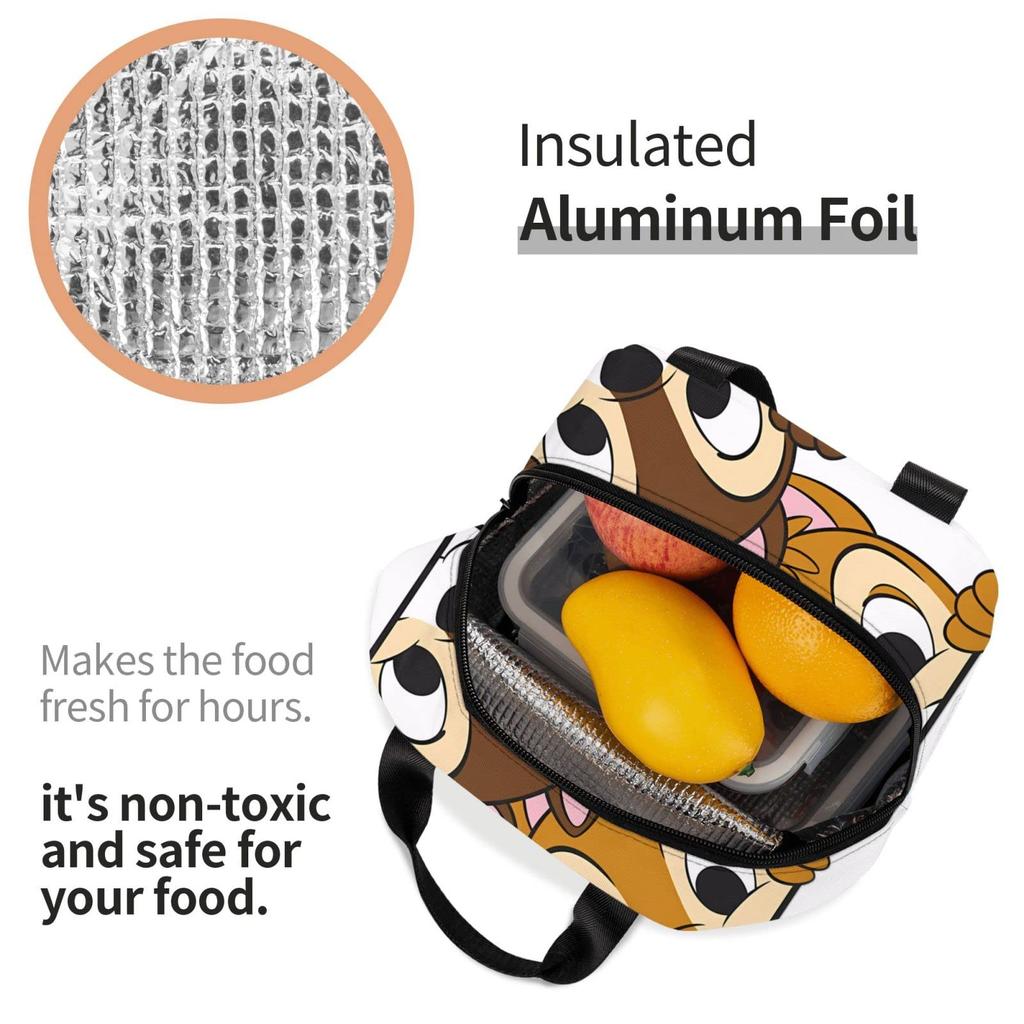 HTSW Chip and Dale Lunch Insulated Lunch Bag for Perfect for and Outdoor Unisex Box, Stylish, Lightweight, Women, Commuting, School, Travel,