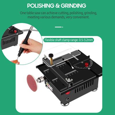 100W Multi Functional Table Saw Mini Desktop Electric Saw Adjustable Liftable Blade Cutter Speed and Angle 16MM Cutting Depth