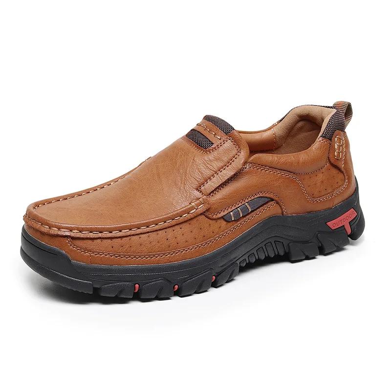 

Fashion Men Leather Casual Shoes Breathable Loafers Men Sneakers 2025 New Male Comfortable Leather Flat Footwear Sneakers Men Shoes 39