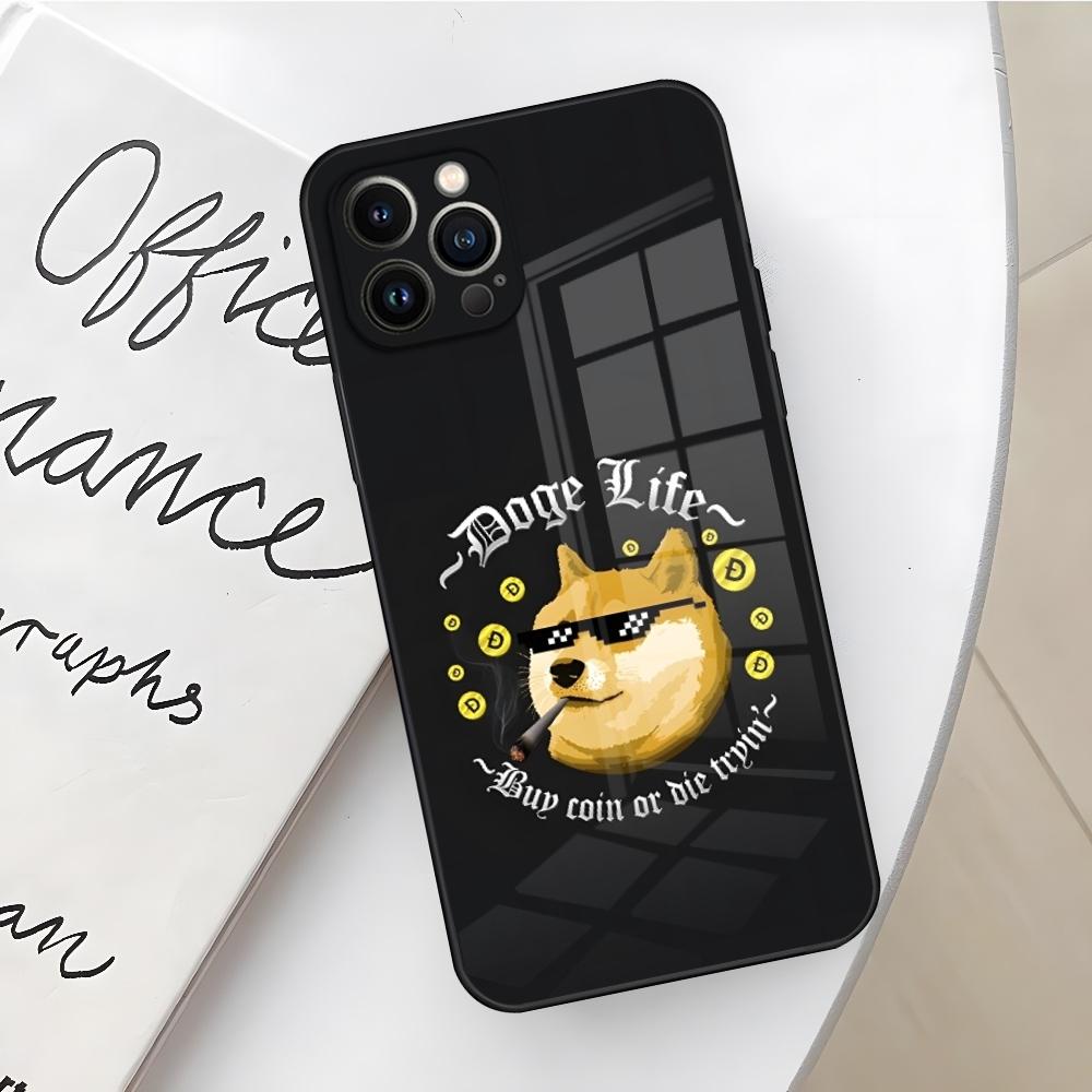 

Чехол для телефона Dogecoin Doge для Iphone 16 15 14 12 11 13 Pro Max Mini X Xr Xs Se 8 Puls стеклянная крышка iPhone 15
