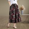 Ethnic Style Floral Wide Leg Pants Summer Plus Size Women's Loose Casual Seven Quarter Straight Leg Pants