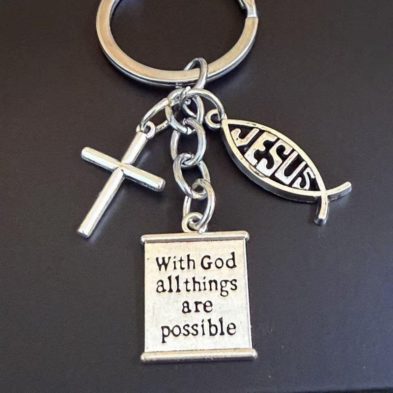 Geometric Hollow Fish Pendant Keychain: English Motivational Design, Cross-Border Best Seller