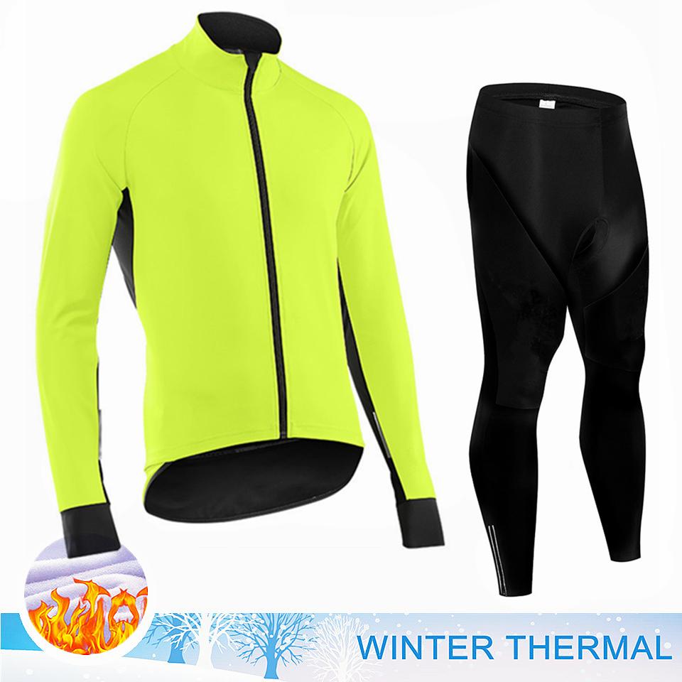 2025 Pro Team Winter Thermal Fleece Cycling Jersey Set Long Sleeve Bicycle Clothing Mtb Bike Wear Maillot Ropa Ciclismo Cycling