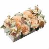 Centrotavola Fiorito con Fioriera in Legno Tavolo Fiori Artificiali in Scatola Floreale Finto Stratificato