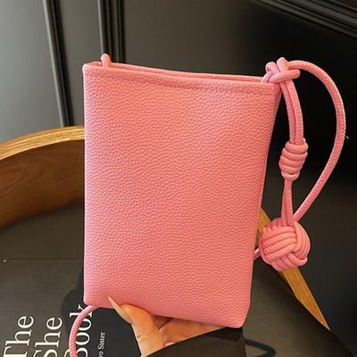 Candy Color Lychee Pattern Mobile Phone Bag, New Summer Mini Small Bag, Walking Bag, Shoulder Messenger Bag.