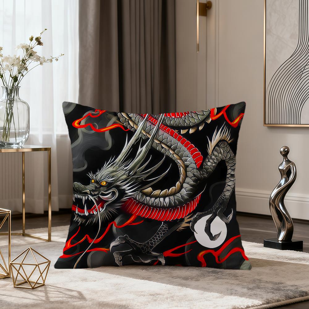 Fashion Red Dragon Dragon Art Colorful Soft Pillow Cover Sofa Home Living Room Office Decor Protective Covers Hogar Pillowcase
