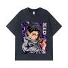 275 GSM Washed T-shirts 100% Cotton Jujutsu Kaisen V53 Yuta Print Unisex Heavy Cotton T Shirt