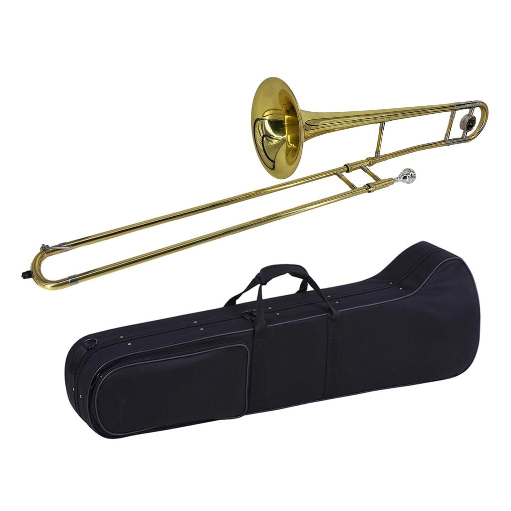 summina Alto Trombone, Brass, Gold Lacquer, Bb Tone, B Flat, with Cuprontel Mouthpiece and Cleaning Stick Case (Gold)