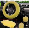 Dotesy 4 Pcs/Set Fluffy Faux Wool Car Steering Wheel Cover & Furry Auto Center Console & Gear Shift Knob & Handbrake Cover Universal Warm Winter